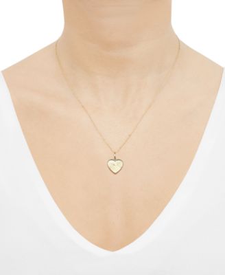 Patterned Heart Beaded Edge Reversible 18" Pendant Necklace in 10k Gold