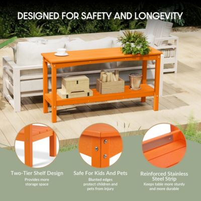 55" Outdoor Patio HDPE Adirondack 2-Tier Shelf Console Table