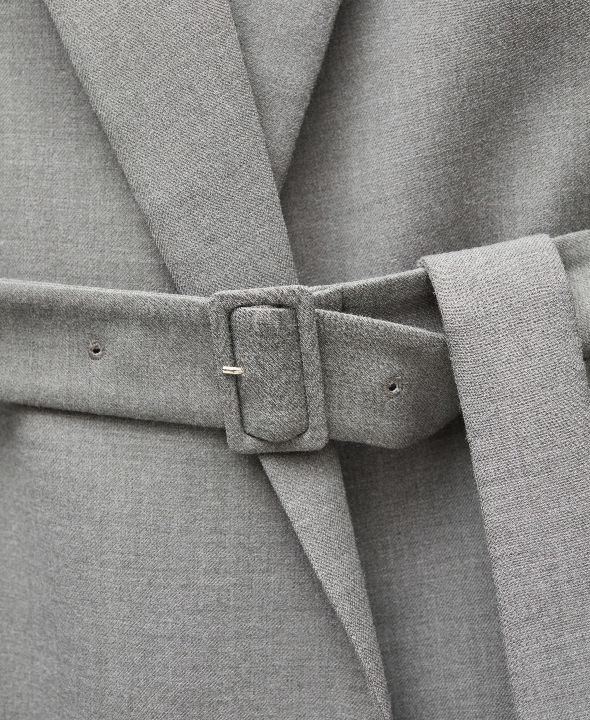 Mango Belted Double Breasted Coat Grey In Gray