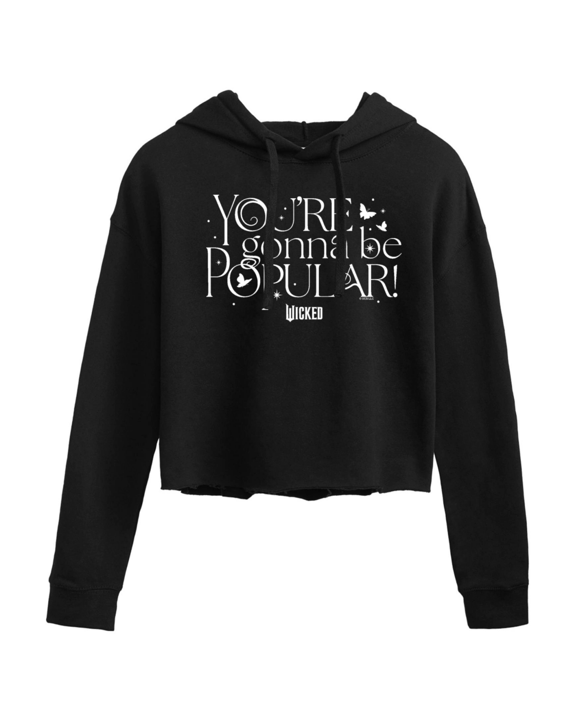 Trendy Juniors Wicked Popular Graphic Cropped Hoodie - Black