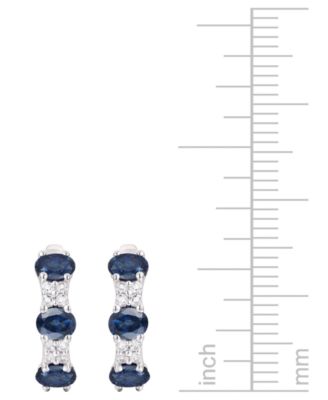 Ruby (1-1/3 ct. t.w.) & Diamond (1/6 ct. t.w.) Oval Small Hoop Earrings 14K Gold, 0.5" (Also available in Emerald & Sapphire)