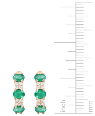 Ruby (1-1/3 ct. t.w.) & Diamond (1/6 ct. t.w.) Oval Small Hoop Earrings 14K Gold, 0.5" (Also available in Emerald & Sapphire)