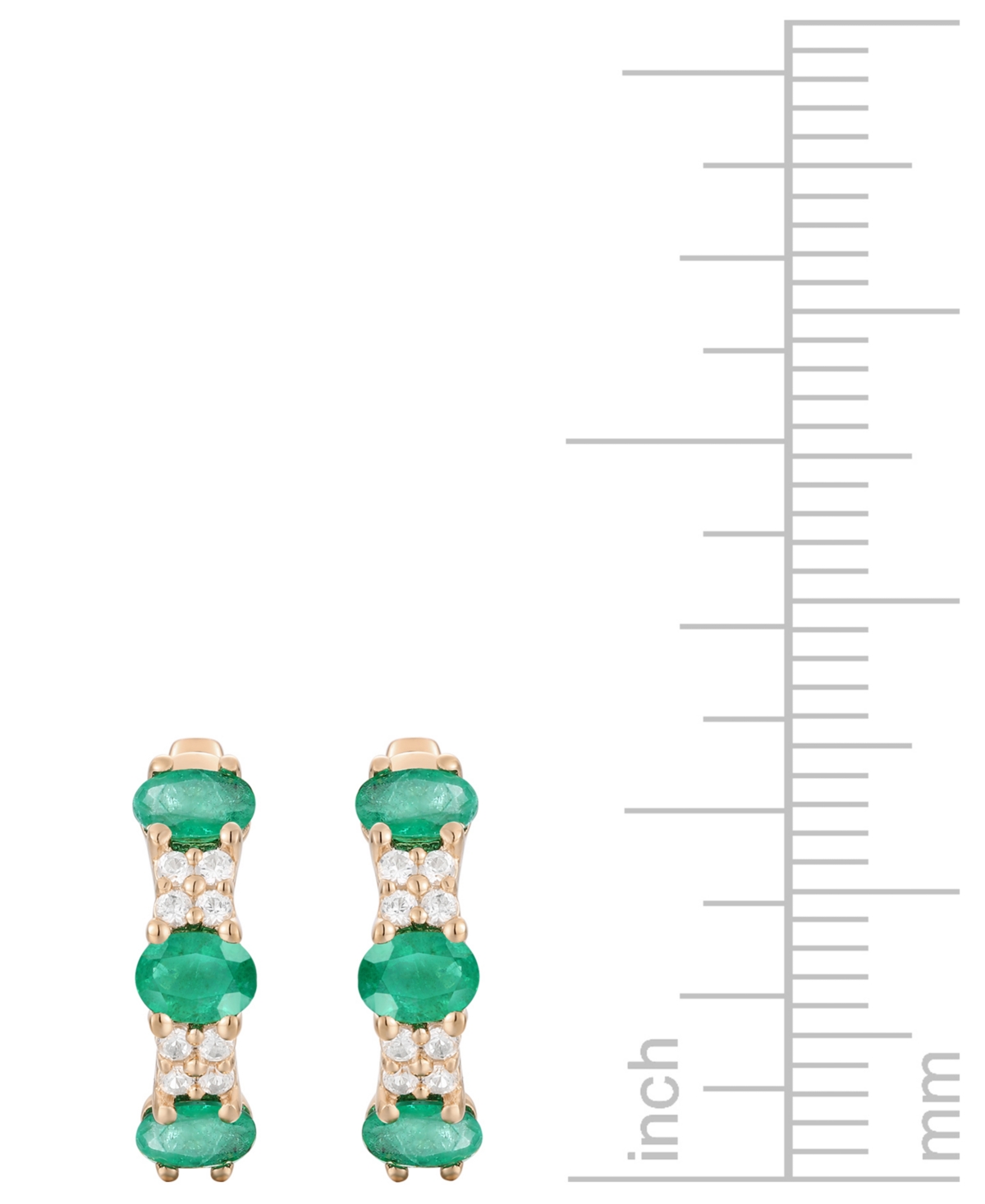 Macy's Ruby (1-1/3 Ct. T.w.) & Diamond (1/6 Ct. T.w.) Oval Small Hoop Earrings 14k Gold, 0.5" (also Availab In Emerald