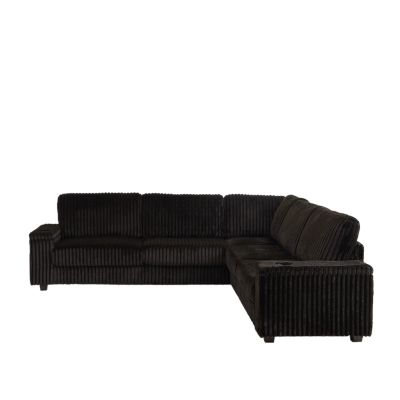 Streamdale Oversized Corduroy Corner Sofa with Storage and Ports