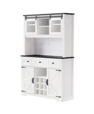 71" Farmhouse Pantry Cabinet with Storage and Power Outlets