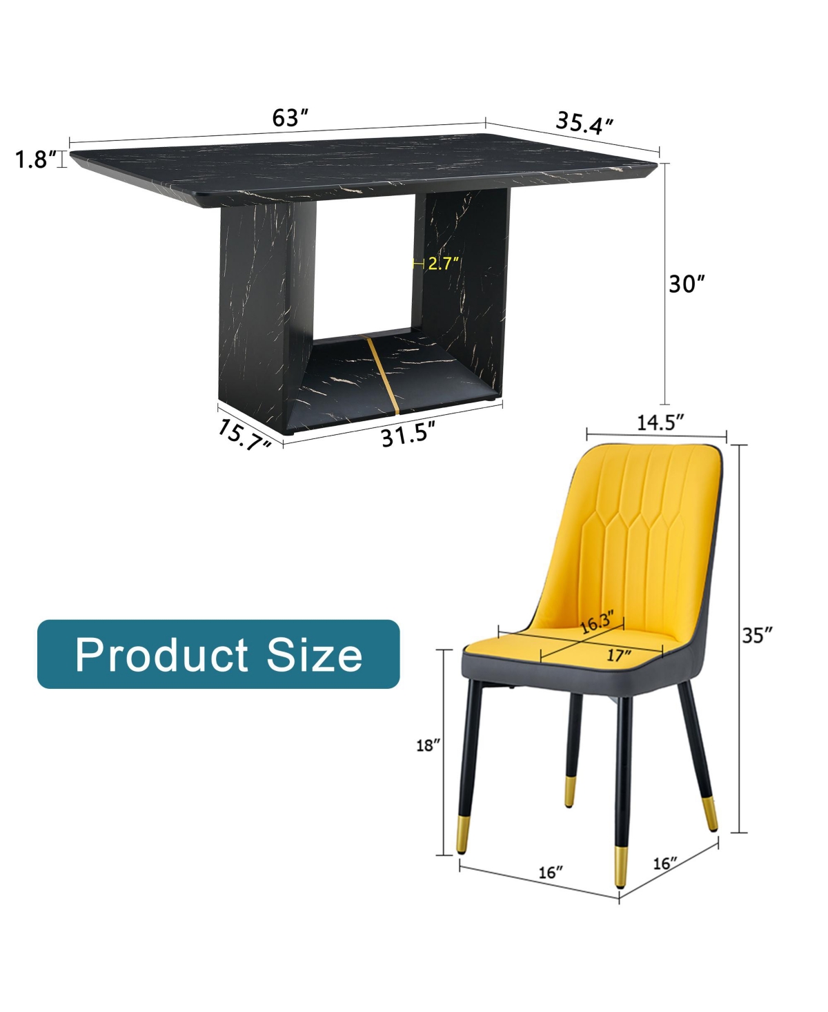 Streamdale Furniture Table and chair set.This modern dining table with Mdf marbled design gives you a luxurious and elegant feel.Paired with multiple