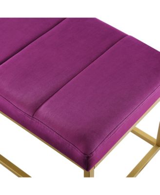 Modern Tufted Channel Entryway Bench Emerald Velvet Upholstered End of Bed Bench with Metal Frame, Footboard Bench for Living Room, Bedroom