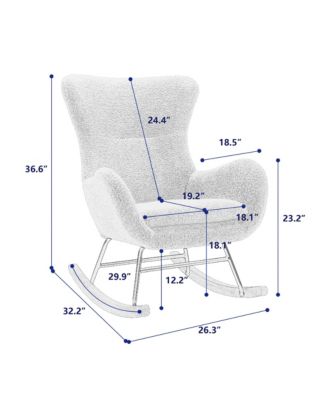 Streamdale Velvet Rocking Chair with Padded Seat and Armrests