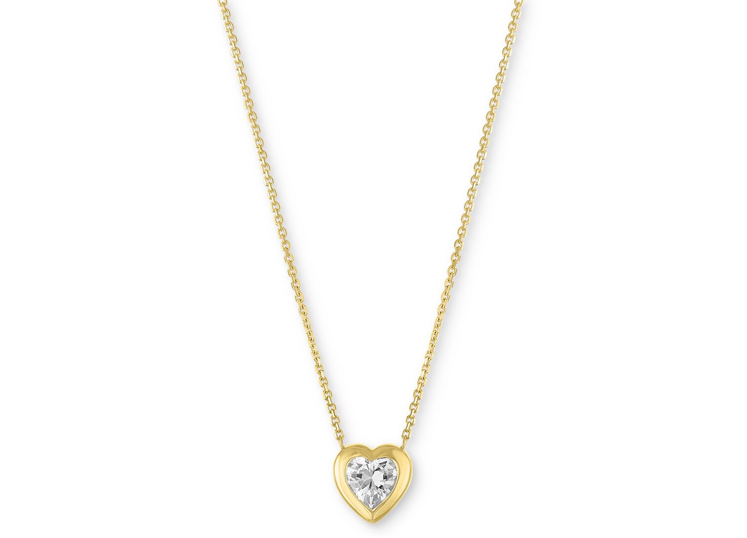 Lab-Grown Diamond Heart Bezel Necklace (1/3 ct. t.w.) in 10k Yellow Gold
