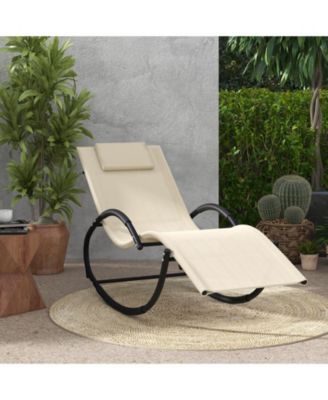 1 PCS Outdoor Rocking Lounge Chair with Removable Headrest Breathable Backrest & Seat