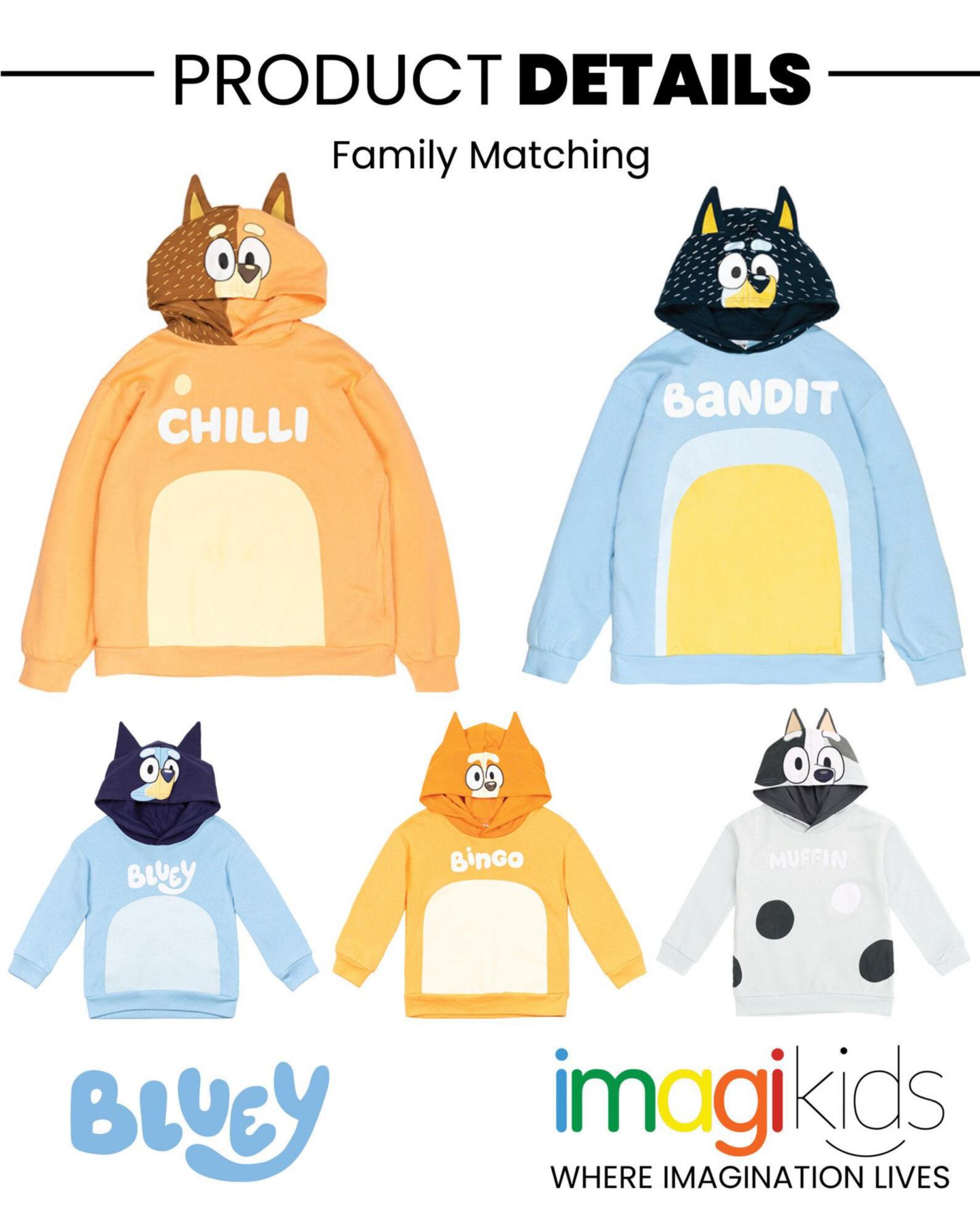 Худи Bluey Toddler Boys Cosplay Fleece Hooded, цвет: Синий — фото 2