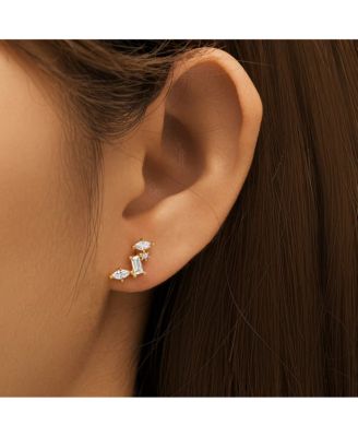 Celestial Gold Cluster Earrings - 18k Gold Plated Sterling Silver with AAAAA Cubic Zirconia