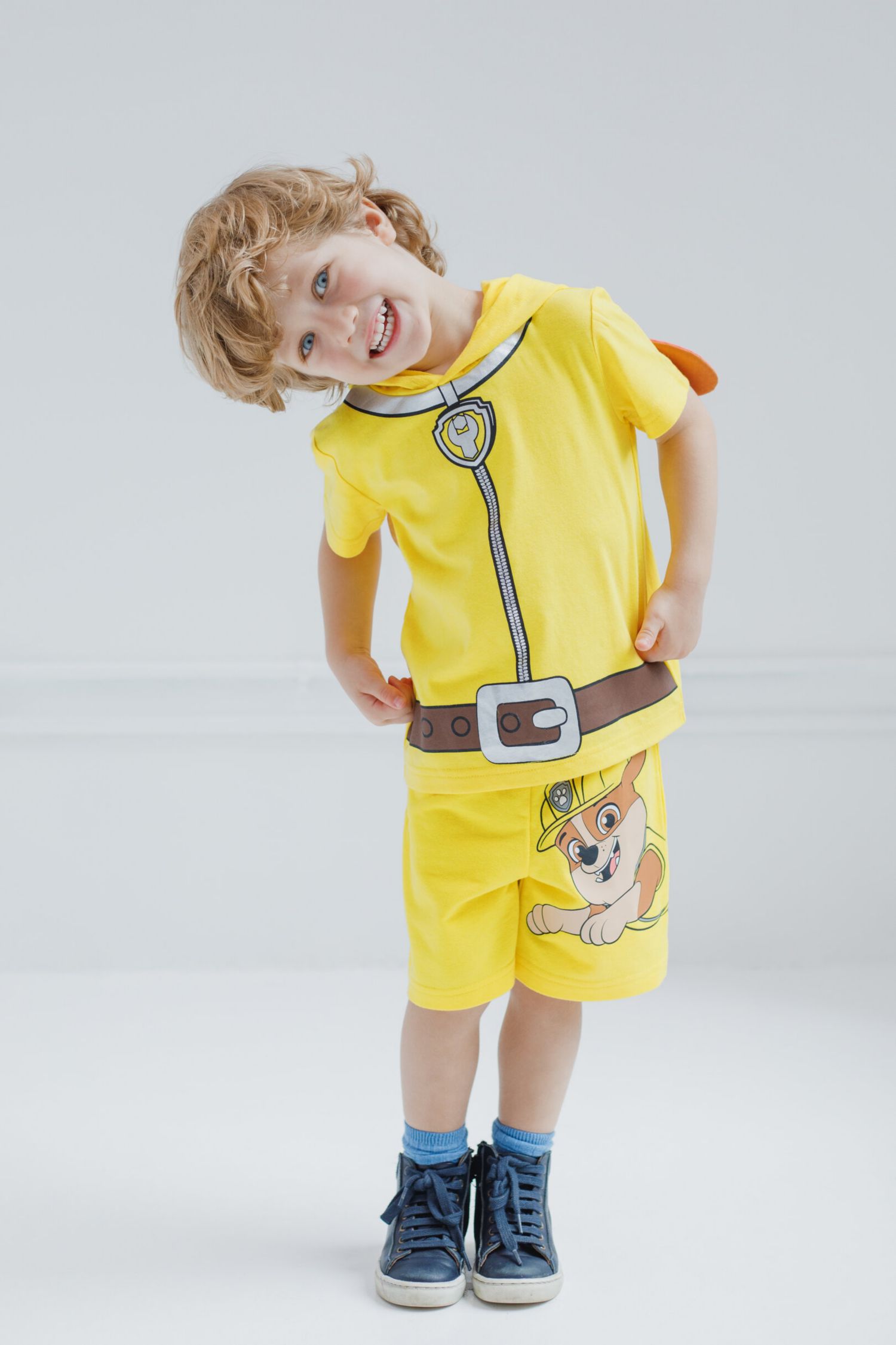 Boys (6-12) Chase Skye Rubble Marshall Cosplay T-Shirt and Bike Shorts French Terry Outfit Set Toddler to Big Kid