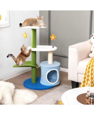 34.5 Inch 4-Tier Cute Cat Tree with Jingling Balls and Condo