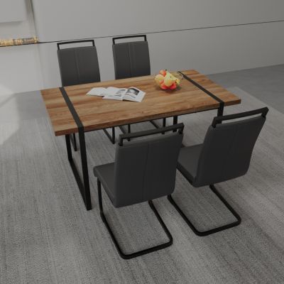 Streamdale 59" Rustic Dining Table & Armless Chairs Set (4