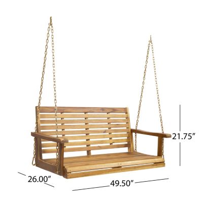 Streamdale Tasmania Acacia Wood Porch Swing Durable, Spacious, And Serene