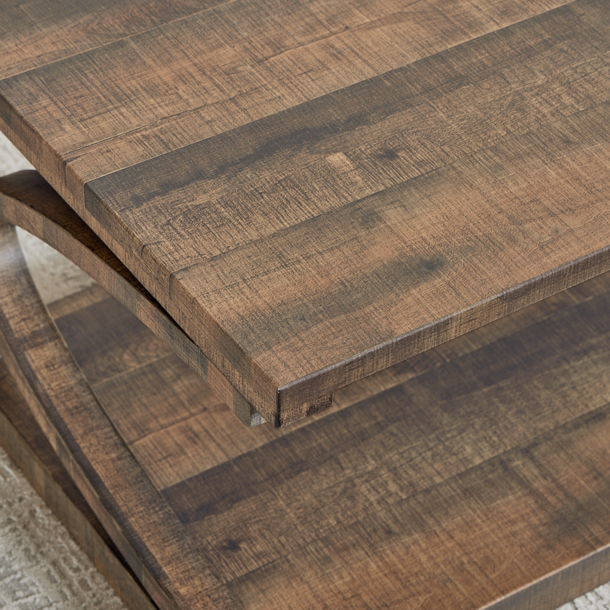 Streamdale Furniture Unique coffee table, solid wood 48 inch modern coffee table modern center table with storage, solid wood special shape coffee tab
