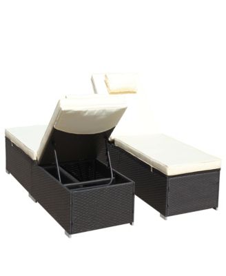 Streamdale 3-Piece Outdoor Chaise Lounge Set with Glass Table