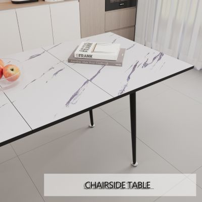 63" Square MDF Dining Table, Marble Pattern