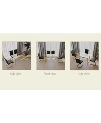 Modern Glass Dining Set with Gold Legs for 4