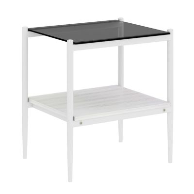  Gray Glass End Table, Set of 2