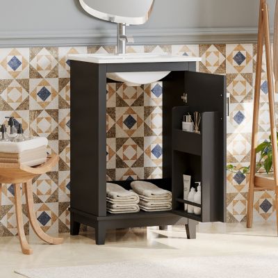 Modern Bathroom Vanity with Ceramic Basin (20x15.5x33.3")