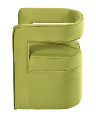 Modern Velvet Accent Chair with Ribbed Detail, Luxury Curved Fully Upholstered Accent Chair, Green (No Assembly Needed)
