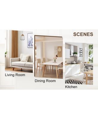 Table and chair set. White sintered stone tabletop, rubberwood legs, foldable computer desk, foldable desk. Solid wood dining chair with small curved backrest and PU cushions. ZD-1545 DX-2361