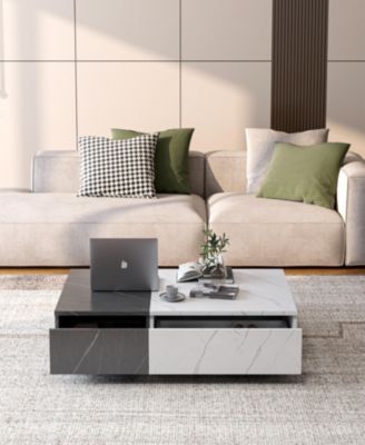 Modern style black and white coffee table with two storage spaces