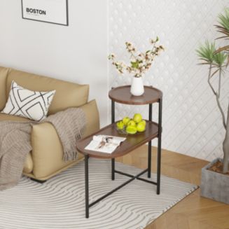 Simplie Fun Small Coffee Tables 2-tier Modern Sofa Side Table with Wood ...
