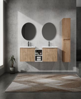 60" Wall-Mounted Bathroom Vanity with Sink and Storage