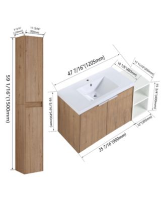 48" Wall-Mount Vanity with Sink and Cabinet