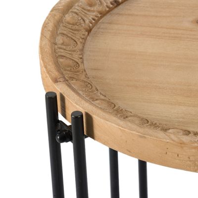 Round Side Table with Wood Top