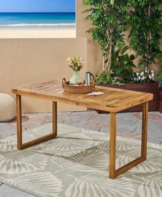 Outdoor 69" Acacia Wood Dining Table, Sandblast Natural Finish