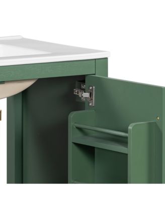  30" Green Bathroom Vanity with Sink and Storage