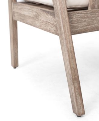 Outdoor Acacia Wood Patio Club Chair, Patio Furniture, Waterproof Thick Cushion Deep Seating for Porch, Garden, Backyard, Balcony, Weight Capacity 400lbs, Light Brown finish, Cream cushion