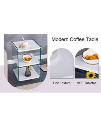 3-Tier Bedside Table with Glass Panels and MDF Surface