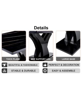 Table and chair set, modern dining table, black tabletop and black MDF leg table, soft and comfortable dining chair, perfect for dinner, meetings, home and office decor