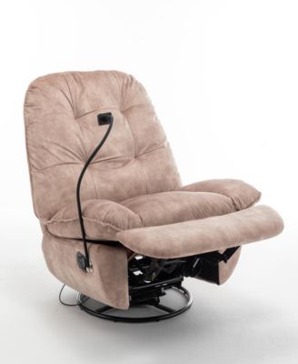Cozy Recliner with Reading Light & Velvet Upholstery