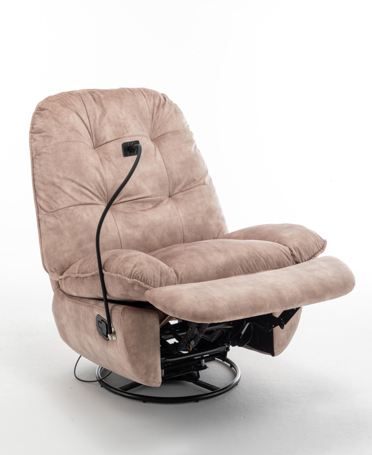 Simplie Fun Natural brown recliner, reclining lazy chair, mobile phone holder, large and comfortable reading chair, swivel gliding rocking chair, gold