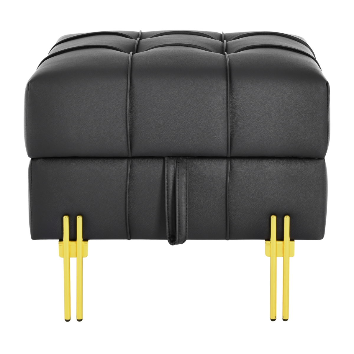 22 inches Anti-scratch Leather Storage Ottoman, Pet Friendly Entryway Bench with Golden Stainless Steel Legs