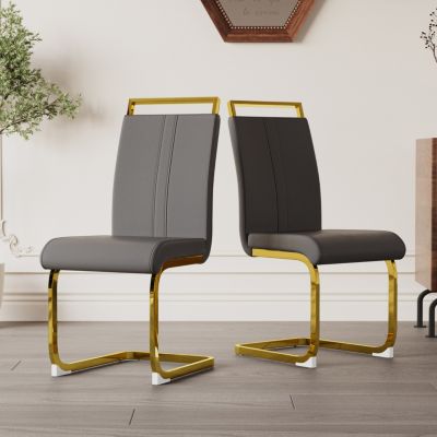 Modern Faux Leather High Back Dining Chairs (Set of 2)