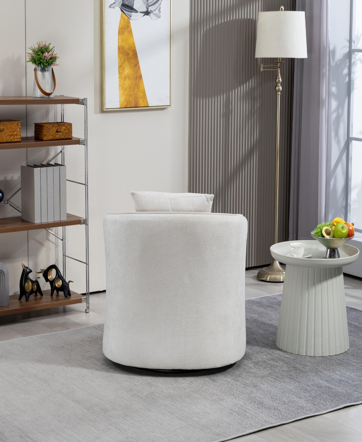 Streamdale Furniture Mid Century Modern Accent Chair with Wood Frame, Upholstered Swivel Chair For Living Room Chairs with Waist Cushion, Reading Armc