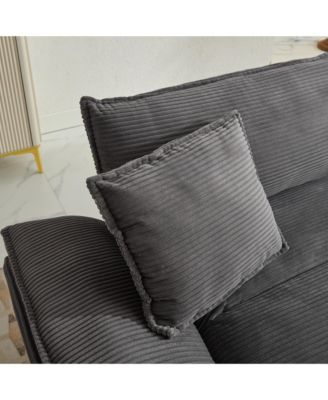 Corduroy Sleeper Sofa with Pillows