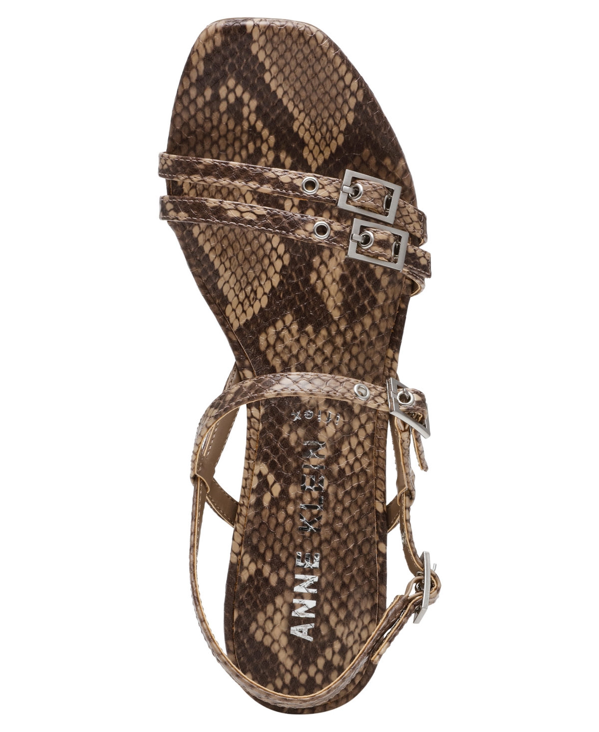 Shop Anne Klein Women's Mackenzie Strappy Buckle Block Heel Dress Sandals In Snake Taupe