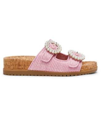 Women's Happy Double Band Embellished Buckle Footbed Sandals