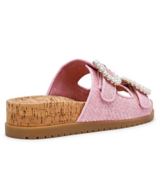 Women's Happy Double Band Embellished Buckle Footbed Sandals
