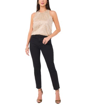 Women's Metallic-Print Sleeveless Top