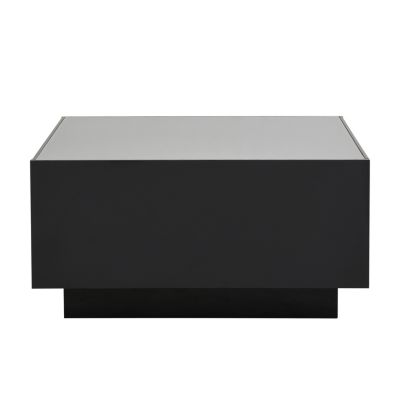 Modern LED Coffee Table with Frosted Glass Top (Black, 27.5")
