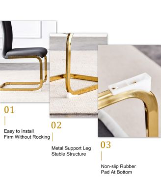 Table and chair set, rock plate table top, gold metal table legs, stable and beautiful, suitable for most home styles. Modern simple dining table, comfortable seating.